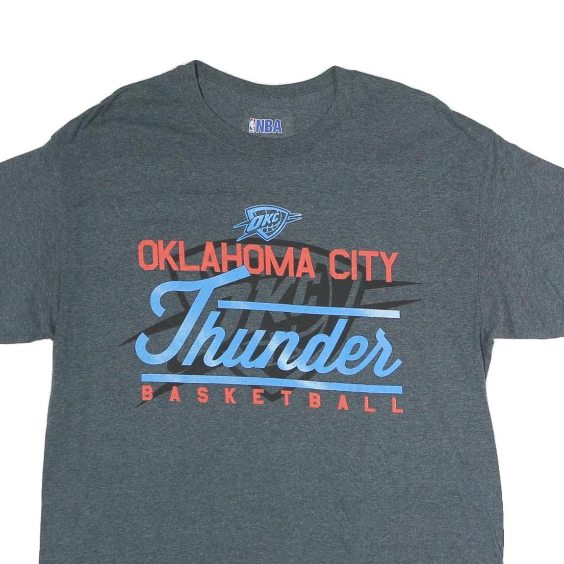 NBA Mens Grey Oklahoma City Thunder Graphic T-Shirt L Crew Neck Short Sleeve