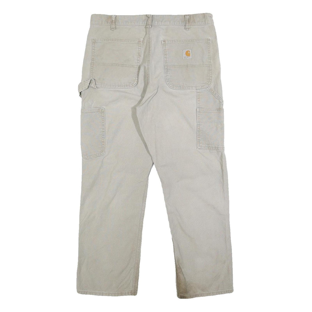 CARHARTT Mens Cotton Blend Beige Relaxed Fit Straight Leg Trousers W33 L27