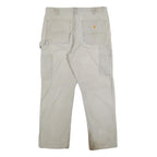 CARHARTT Mens Cotton Blend Beige Relaxed Fit Straight Leg Trousers W33 L27