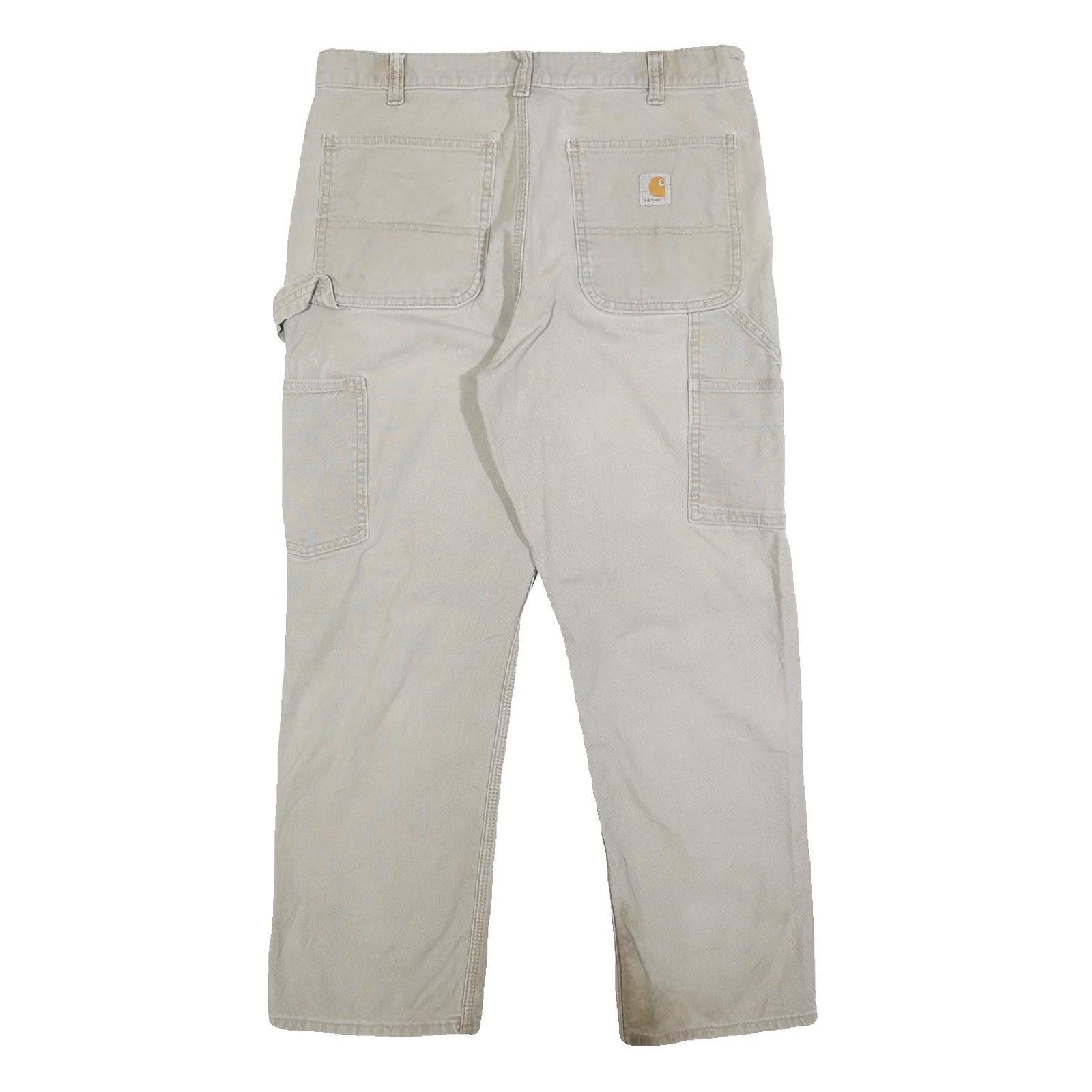 CARHARTT Mens Cotton Blend Beige Relaxed Fit Straight Leg Trousers W33 L27