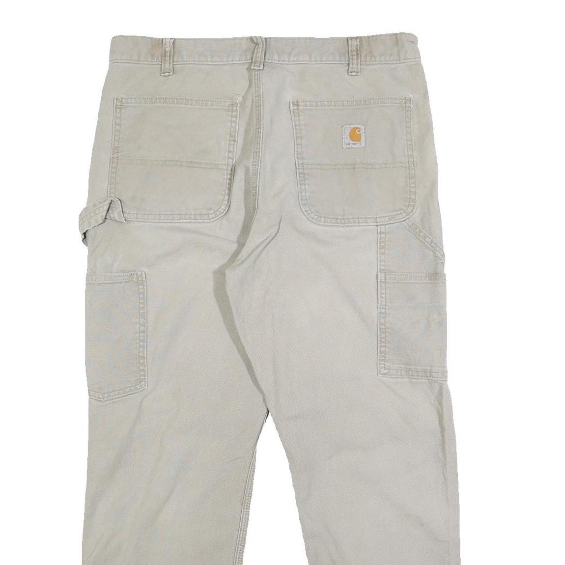 CARHARTT Mens Cotton Blend Beige Relaxed Fit Straight Leg Trousers W33 L27
