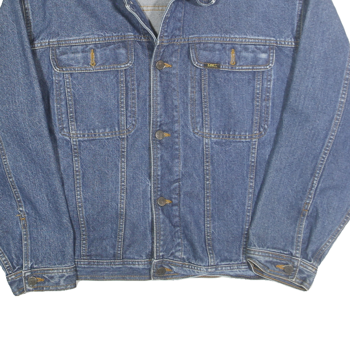 LEE Womens Blue Denim Button Jacket L Cotton Blend Classic Workwear Style