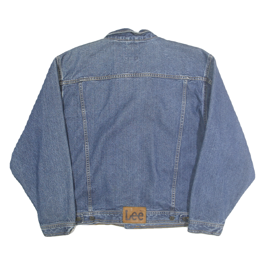 LEE Womens Blue Denim Button Jacket L Cotton Blend Classic Workwear Style