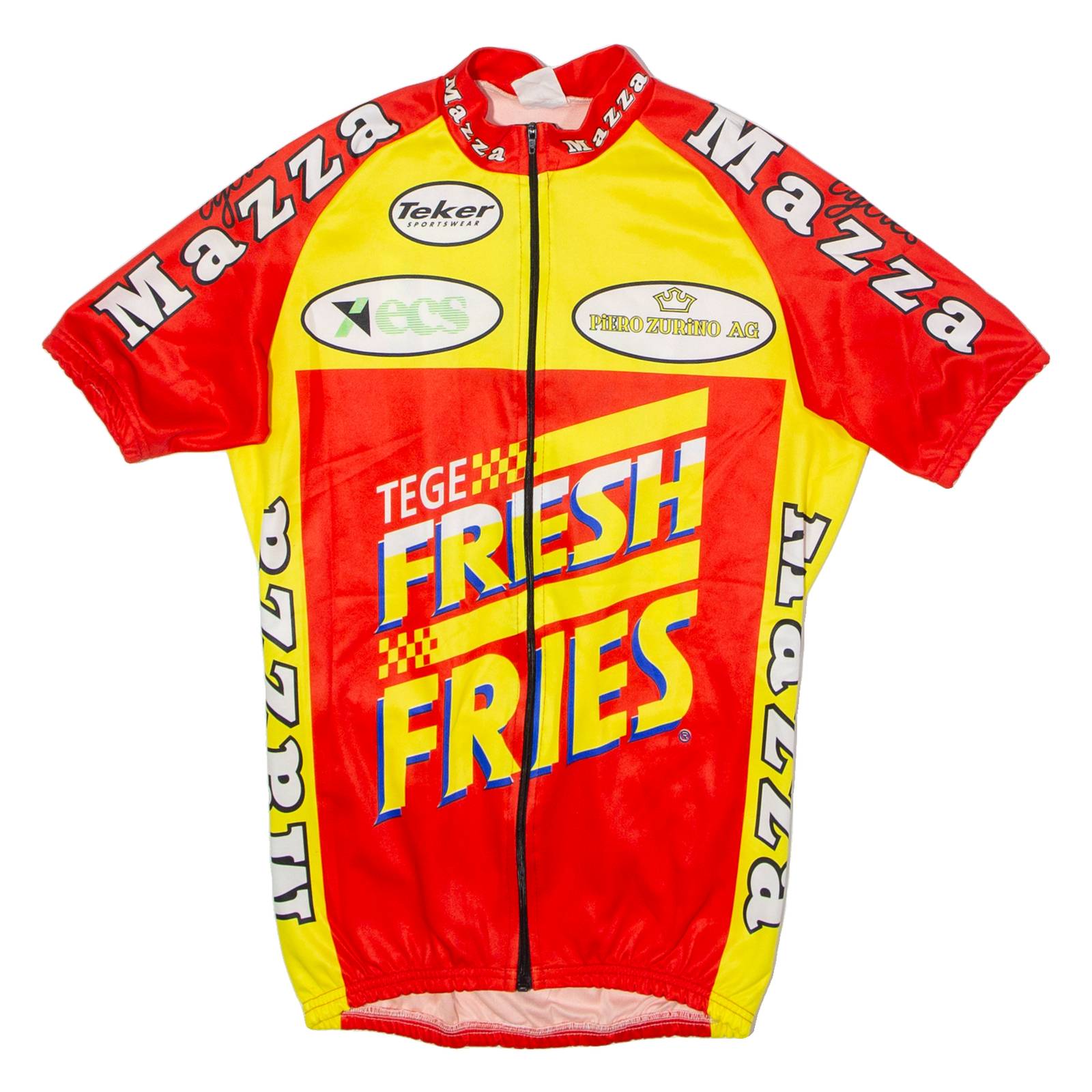 TEKER Mazza Cycles Full Zip Cycling Mens Jersey Red High Neck M