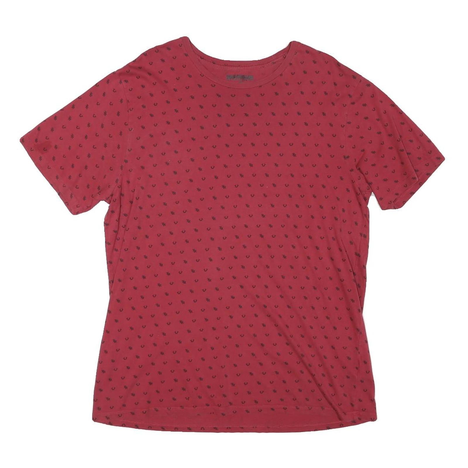 TRUE RELIGION Mens Red Graphic T-Shirt XL Short Sleeve Crew Neck Designer Logo