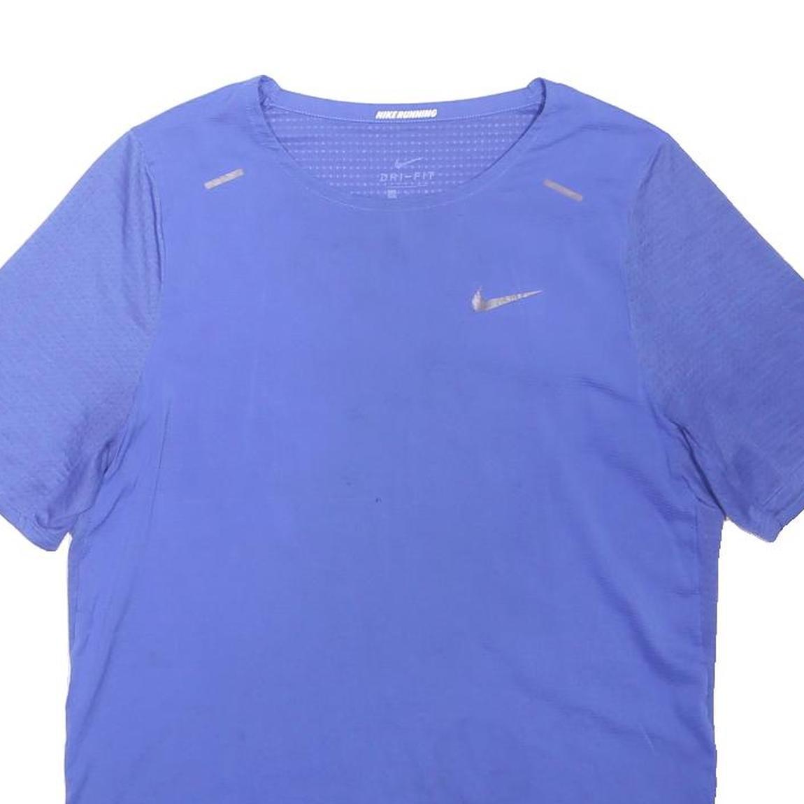 NIKE Mens Blue Running T-Shirt M Short Sleeve Crew Neck Dri-Fit Lightweight