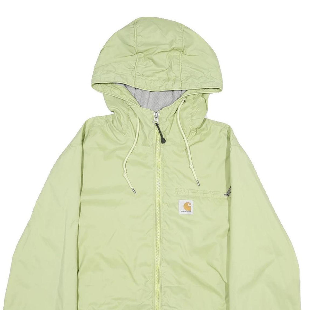 CARHARTT Womens Green Hooded Nylon Jacket S Plain Zip Casual Outerwear