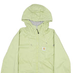 CARHARTT Womens Green Hooded Nylon Jacket S Plain Zip Casual Outerwear