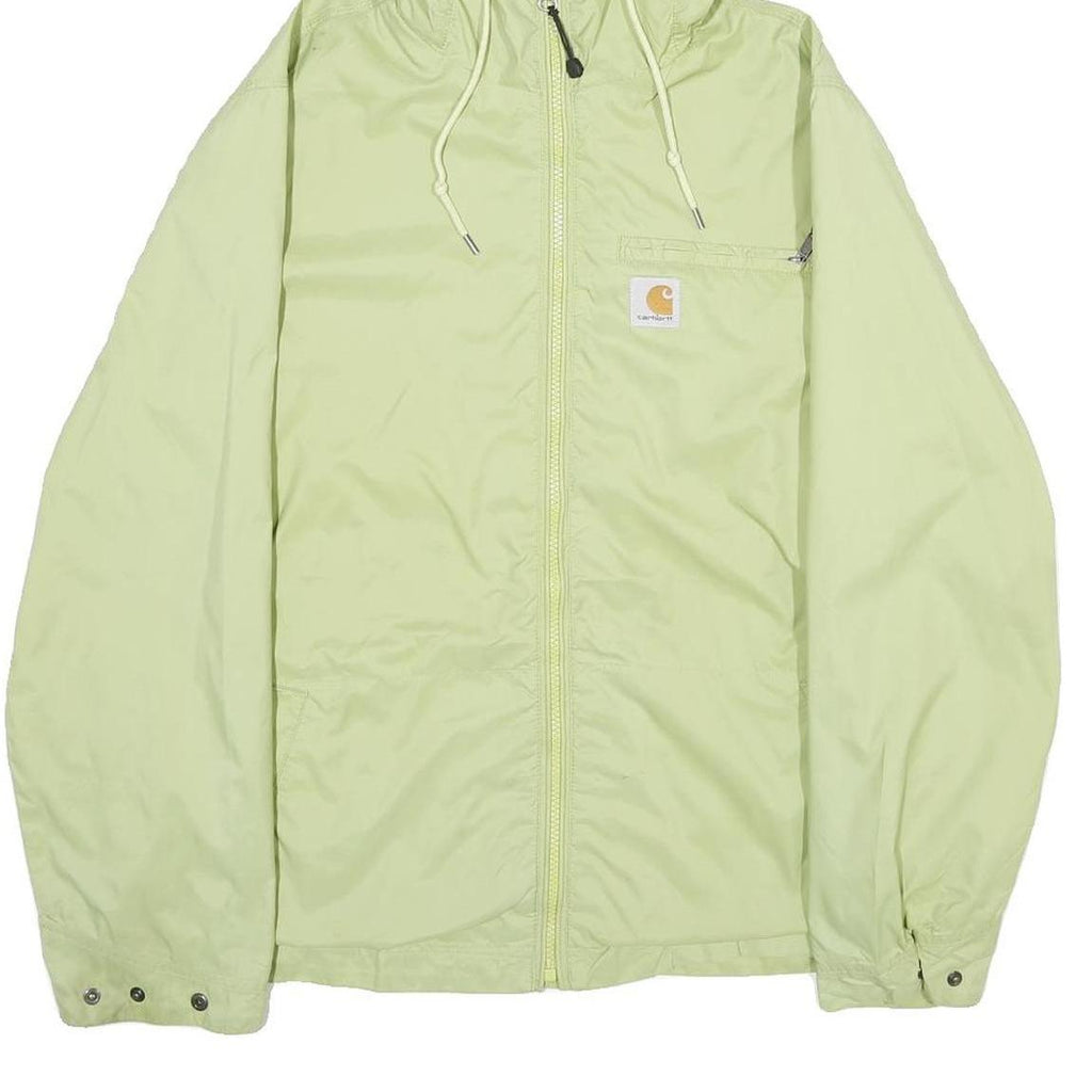 CARHARTT Womens Green Hooded Nylon Jacket S Plain Zip Casual Outerwear