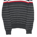 TOMMY HILFIGER Mens Grey & Red Striped Patterned Cotton Crew Neck Jumper S