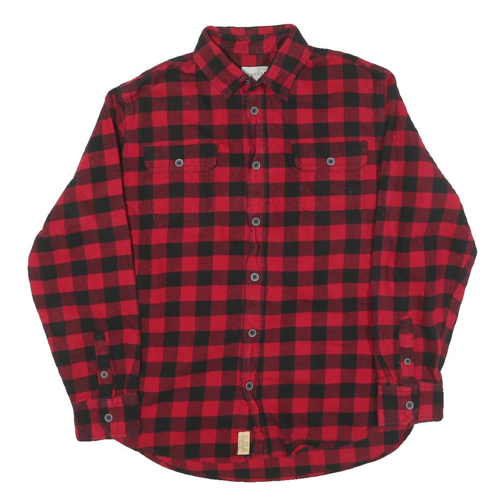 JACHS Mens Red & Black Check Shirt M Long Sleeve Cotton Blend Casual