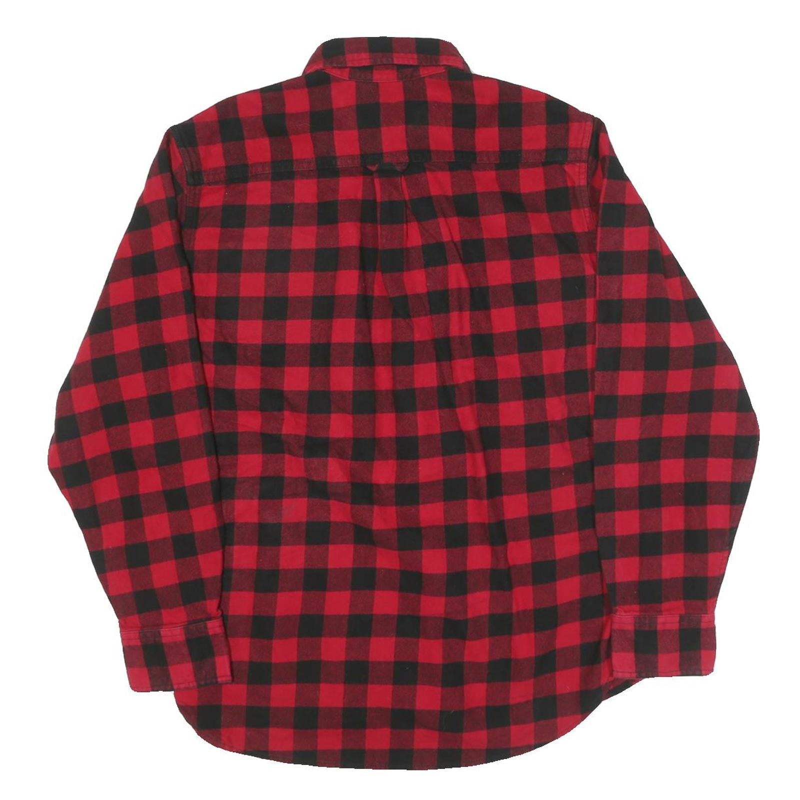 JACHS Mens Red & Black Check Shirt M Long Sleeve Cotton Blend Casual