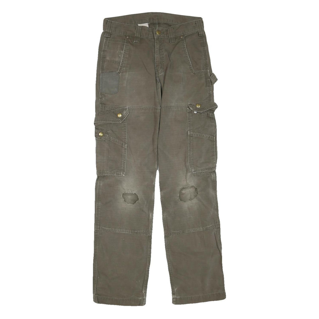 CARHARTT Mens Regular Fit Green Cargo Trousers W28 L32 Cotton Blend Zip