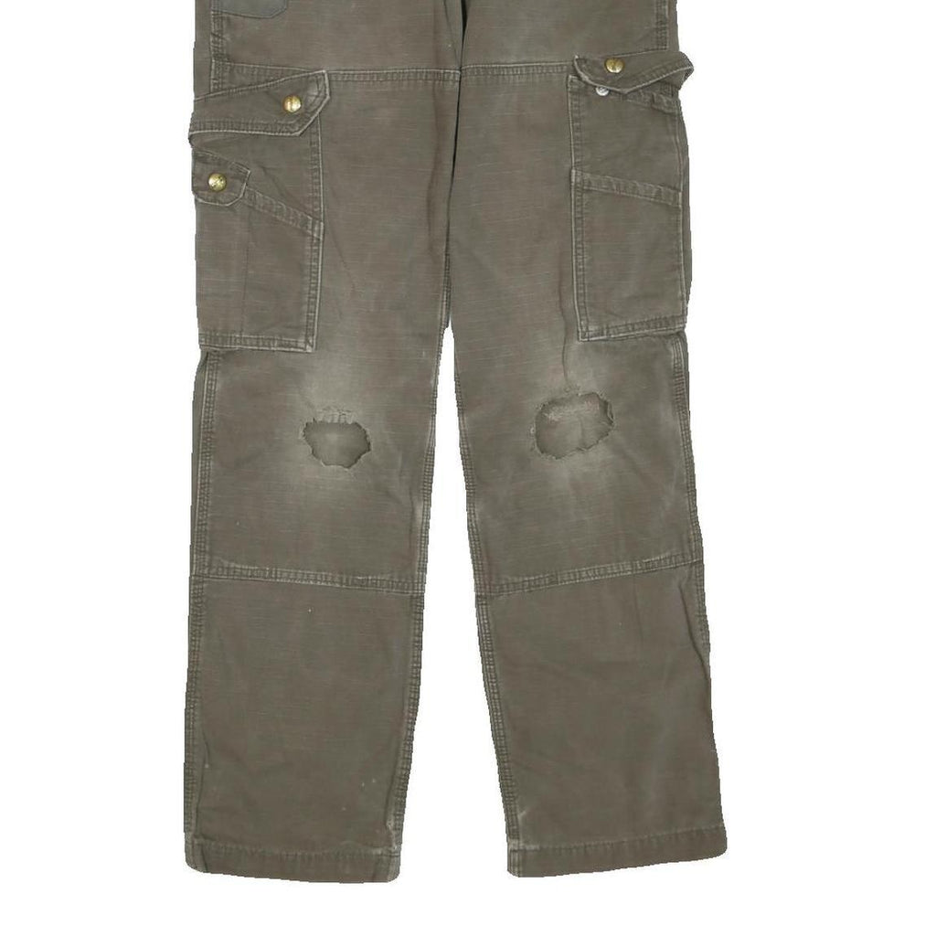 CARHARTT Mens Regular Fit Green Cargo Trousers W28 L32 Cotton Blend Zip