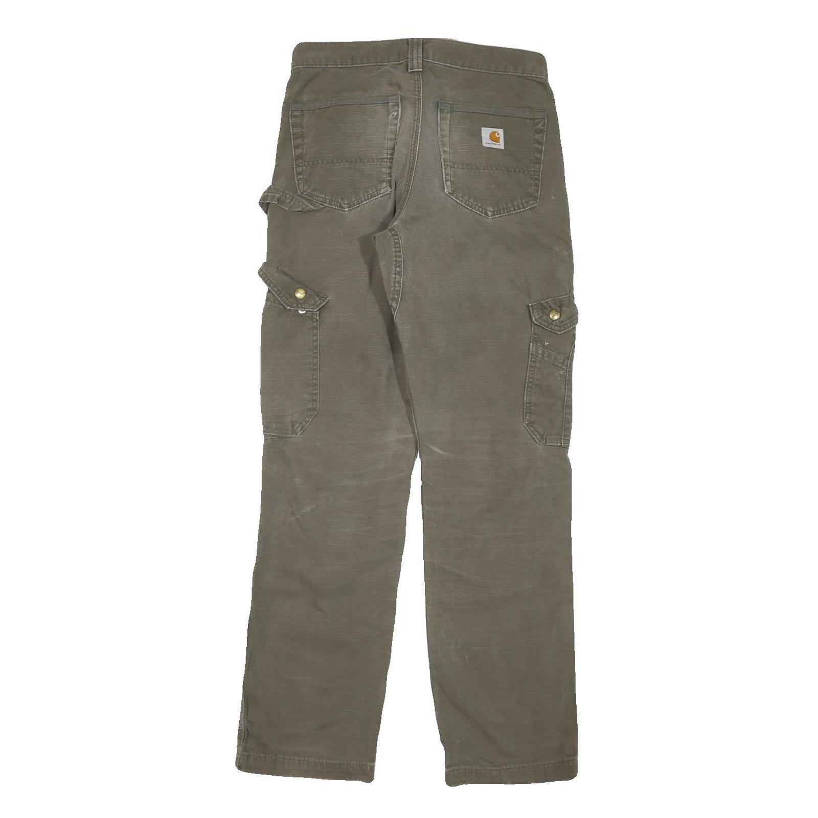 CARHARTT Mens Regular Fit Green Cargo Trousers W28 L32 Cotton Blend Zip