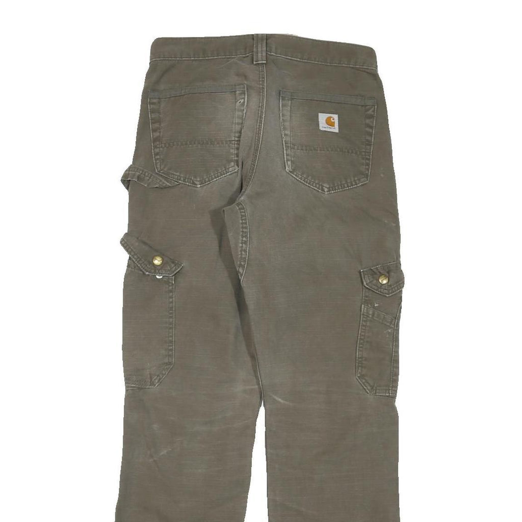 CARHARTT Mens Regular Fit Green Cargo Trousers W28 L32 Cotton Blend Zip