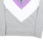 FILA Womens Lilac & White & Grey Colourblock Quarter Zip Sweatshirt XL Cotton