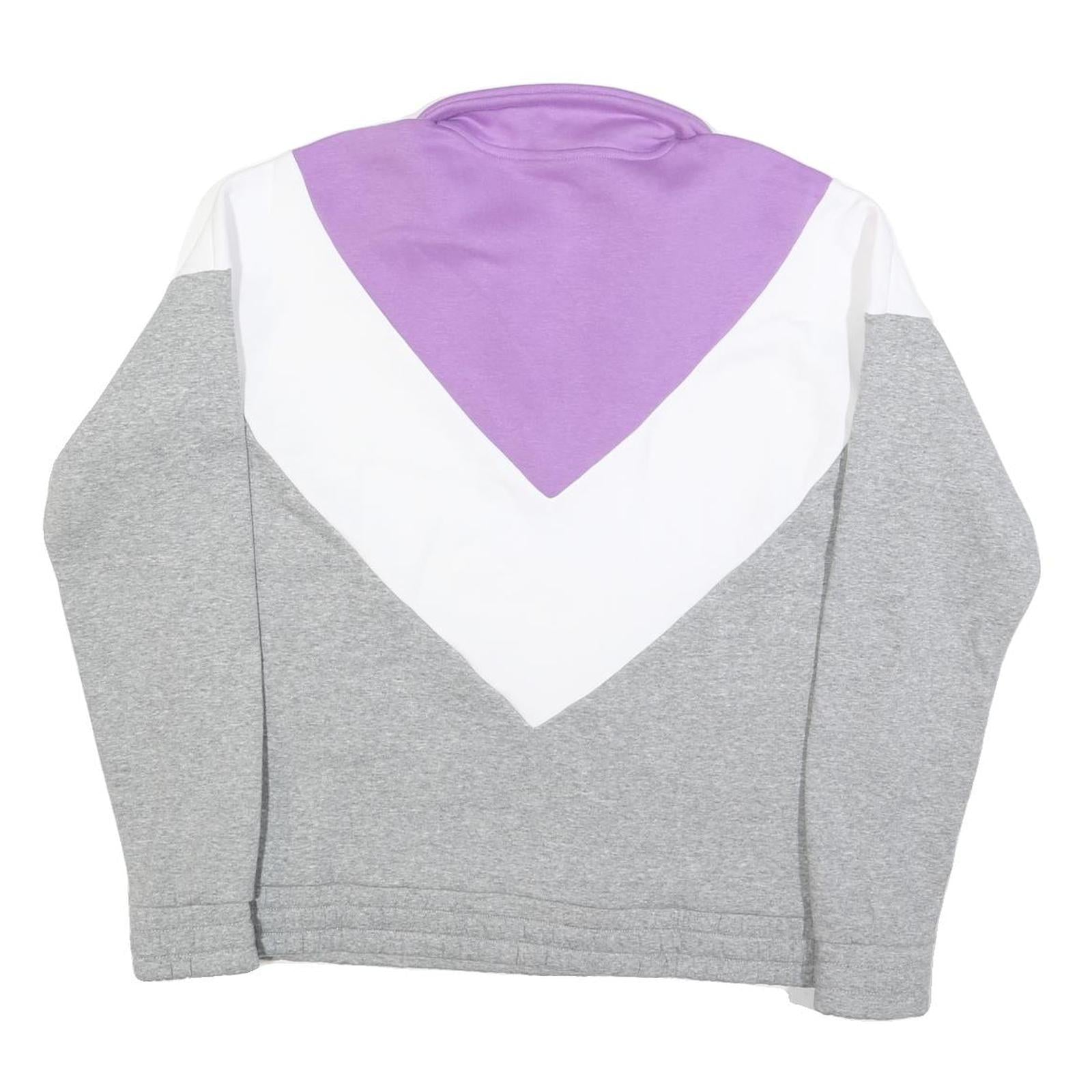FILA Womens Lilac & White & Grey Colourblock Quarter Zip Sweatshirt XL Cotton