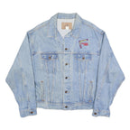 EAGLE DRY GOODS Mens Blue Denim Cotton Jacket XL Button Plain Embroidered Logo