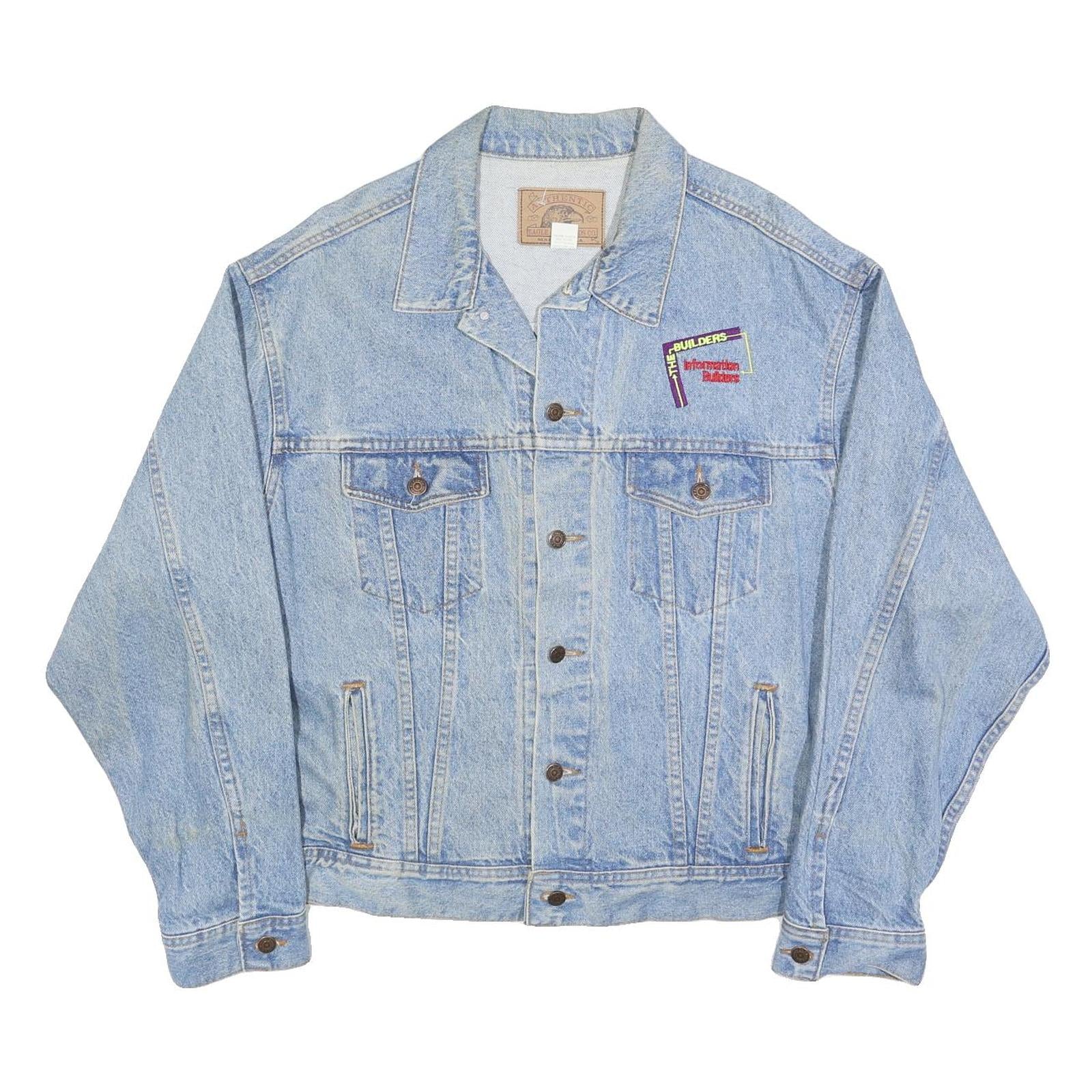 EAGLE DRY GOODS Mens Blue Denim Cotton Jacket XL Button Plain Embroidered Logo