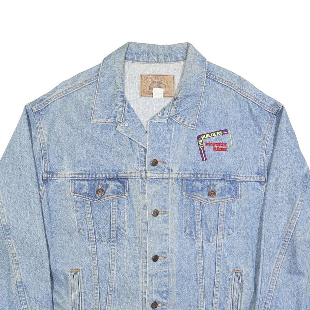 EAGLE DRY GOODS Mens Blue Denim Cotton Jacket XL Button Plain Embroidered Logo