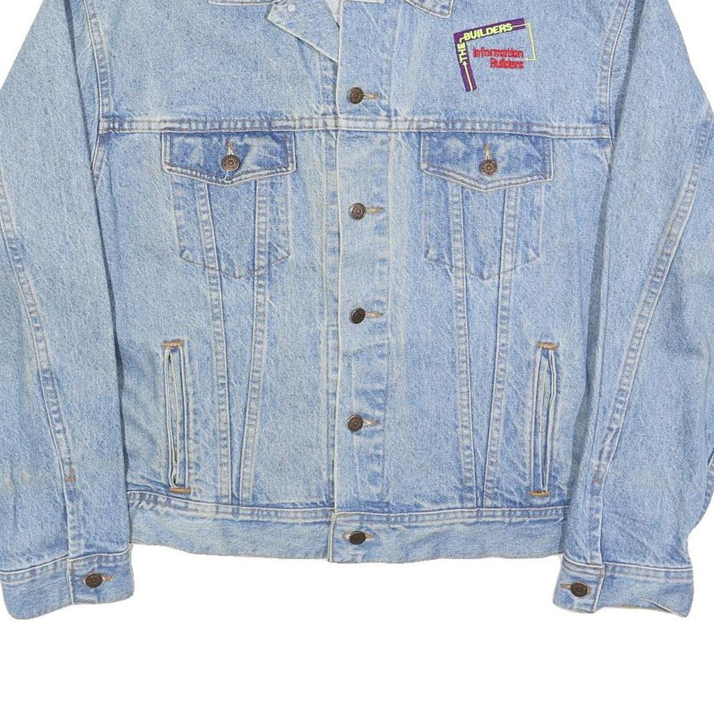 EAGLE DRY GOODS Mens Blue Denim Cotton Jacket XL Button Plain Embroidered Logo