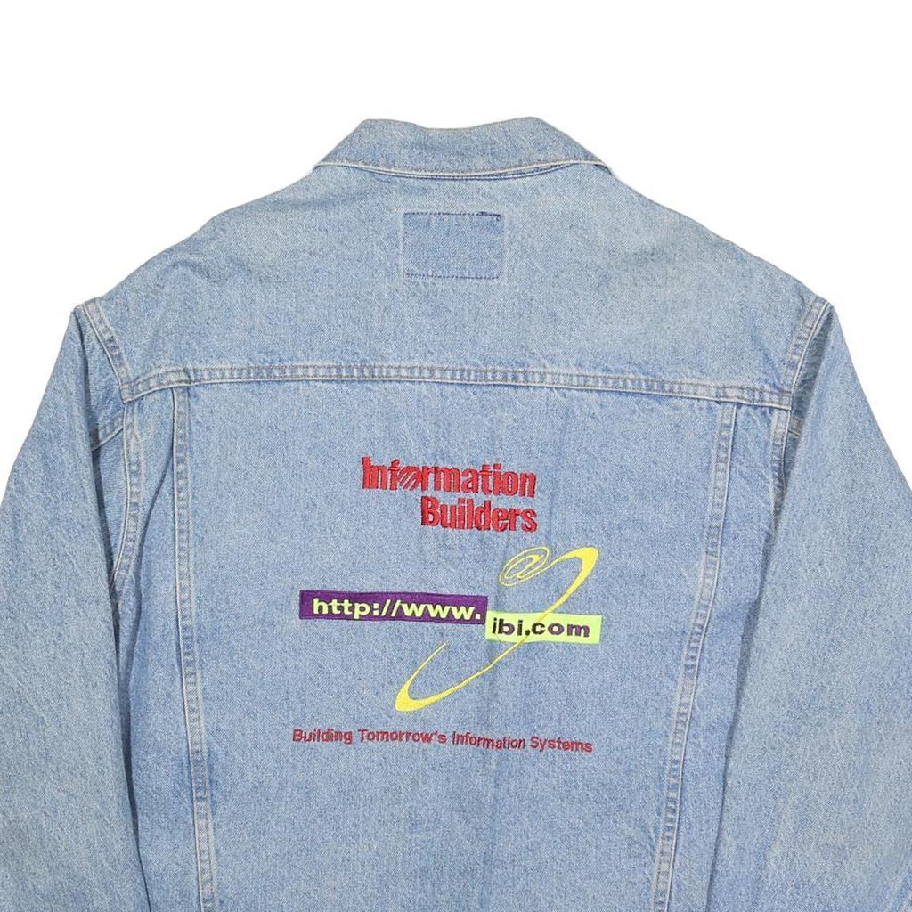 EAGLE DRY GOODS Mens Blue Denim Cotton Jacket XL Button Plain Embroidered Logo