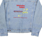 EAGLE DRY GOODS Mens Blue Denim Cotton Jacket XL Button Plain Embroidered Logo