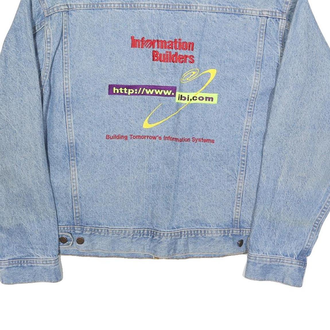 EAGLE DRY GOODS Mens Blue Denim Cotton Jacket XL Button Plain Embroidered Logo