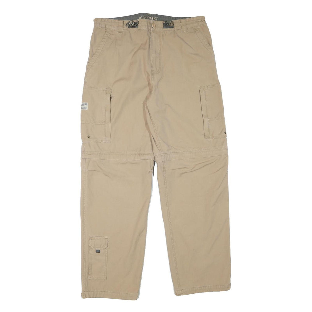 OLD KHAKI Mens Cotton Blend Beige Relaxed Cargo Trousers W35 L32