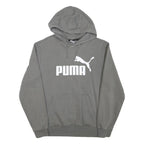 PUMA Mens Grey Hoodie S Cotton Blend Pullover Sweatshirt Drawstring Hood