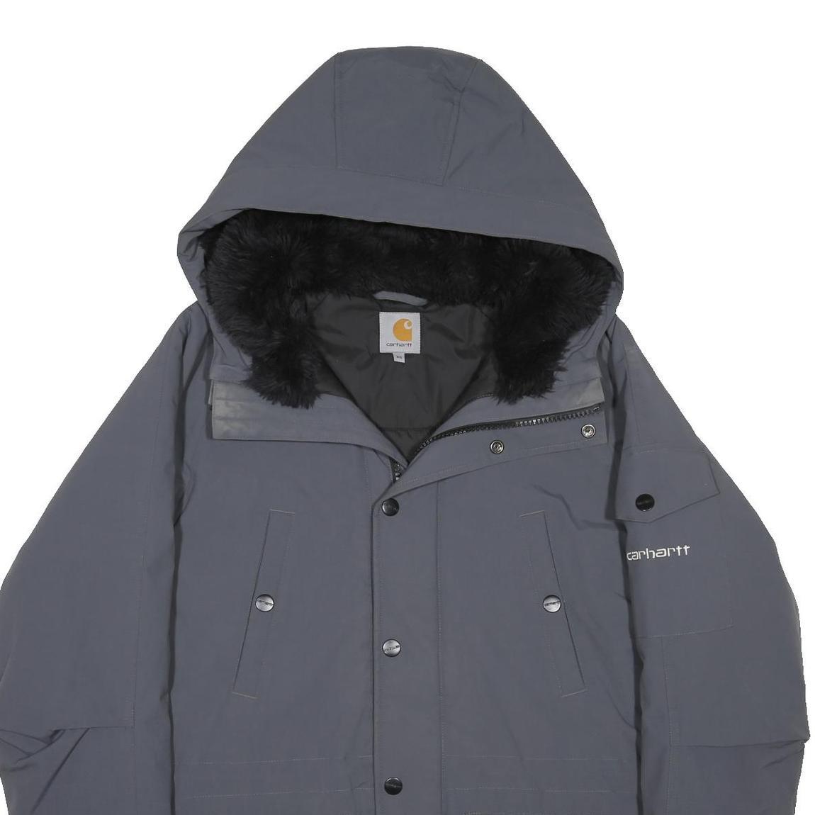 CARHARTT Mens Grey Synthetic Zip Hooded Jacket XS Outdoor Workwear Winter