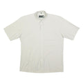 CROCODILE Mens White Plain Cotton Blend Short Sleeve Shirt L Button Down Collar