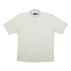 CROCODILE Mens White Plain Cotton Blend Short Sleeve Shirt L Button Down Collar