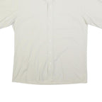 CROCODILE Mens White Plain Cotton Blend Short Sleeve Shirt L Button Down Collar