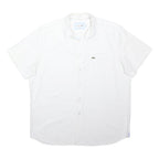 LACOSTE Mens White Casual Shirt L Cotton Blend Short Sleeve Pocket