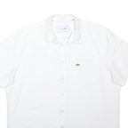 LACOSTE Mens White Casual Shirt L Cotton Blend Short Sleeve Pocket