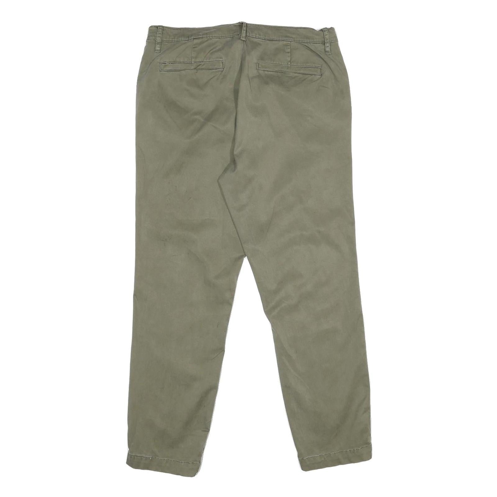 NAUTICA Womens Cotton Blend Regular Fit Straight Trousers Khaki W32 L29 Classic