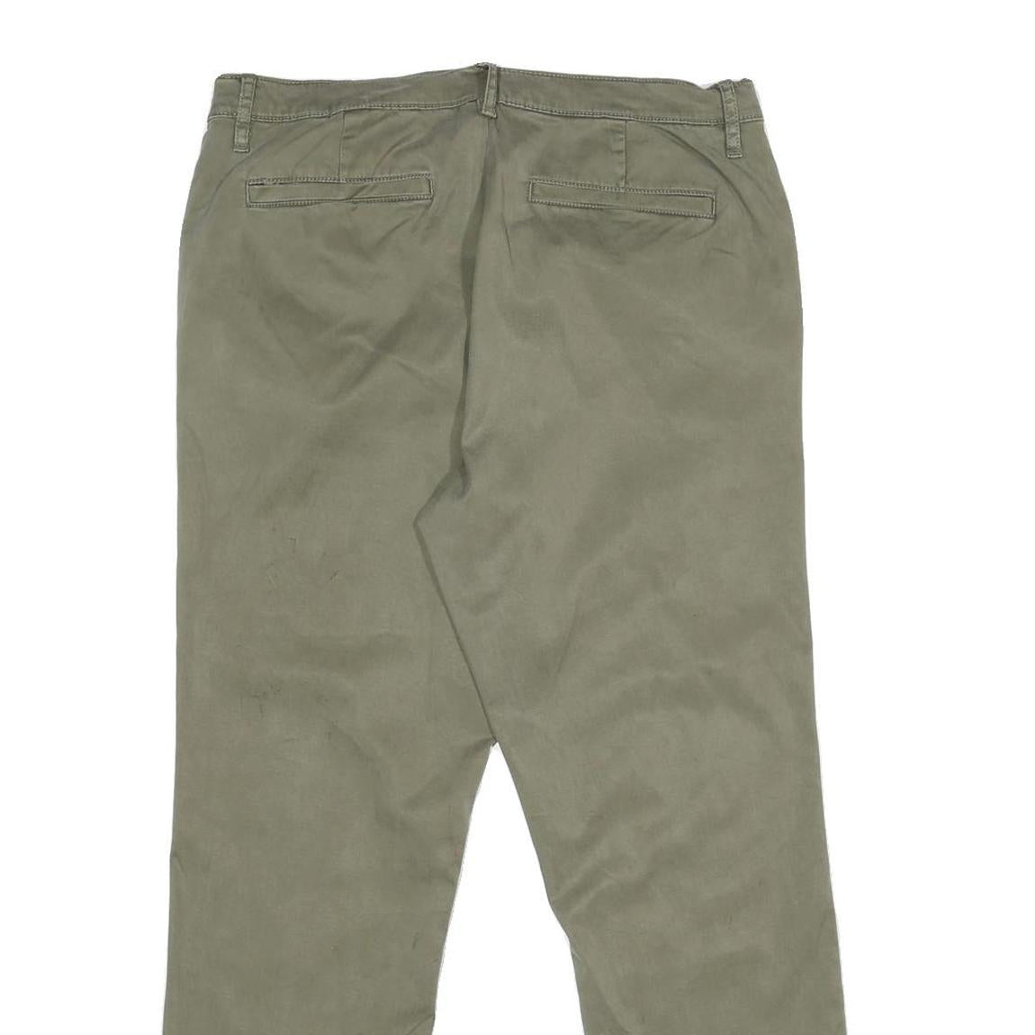 NAUTICA Womens Cotton Blend Regular Fit Straight Trousers Khaki W32 L29 Classic