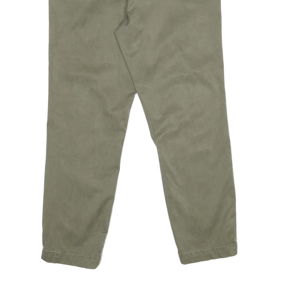 NAUTICA Womens Cotton Blend Regular Fit Straight Trousers Khaki W32 L29 Classic