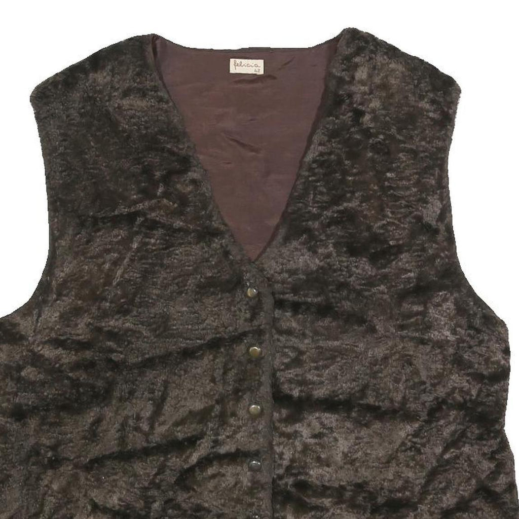 FELICIA Womens Brown Faux Fur Jacket L Polyester Button Fastening Plush