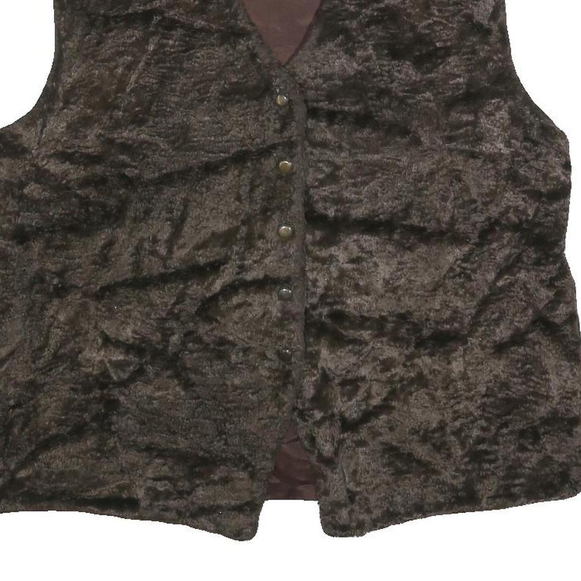 FELICIA Womens Brown Faux Fur Jacket L Polyester Button Fastening Plush