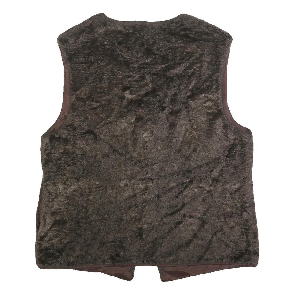 FELICIA Womens Brown Faux Fur Jacket L Polyester Button Fastening Plush