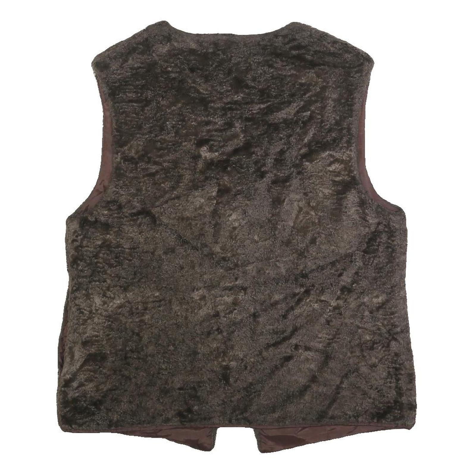 FELICIA Womens Brown Faux Fur Jacket L Polyester Button Fastening Plush