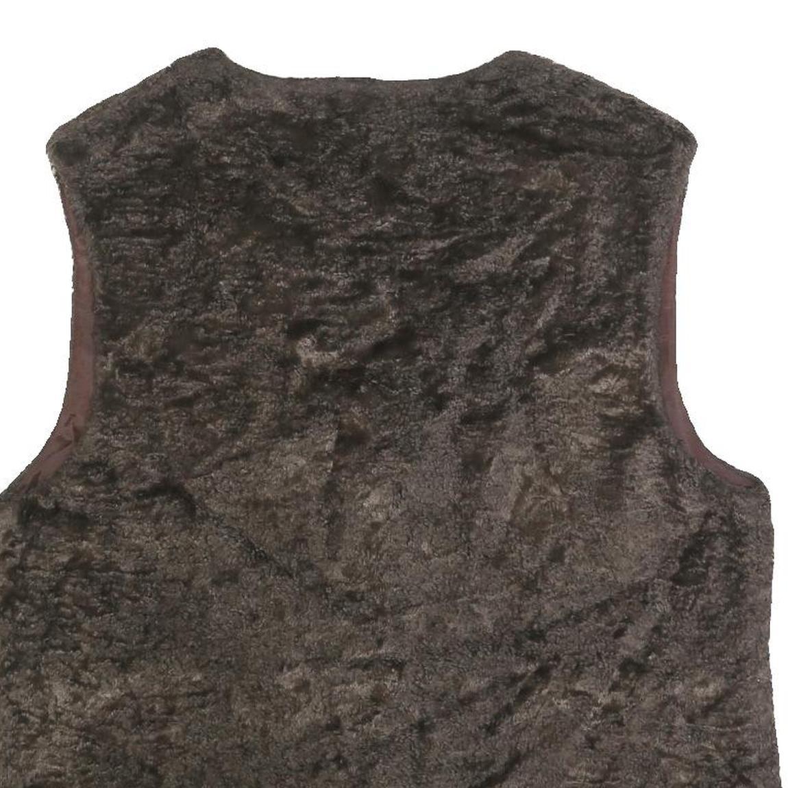 FELICIA Womens Brown Faux Fur Jacket L Polyester Button Fastening Plush