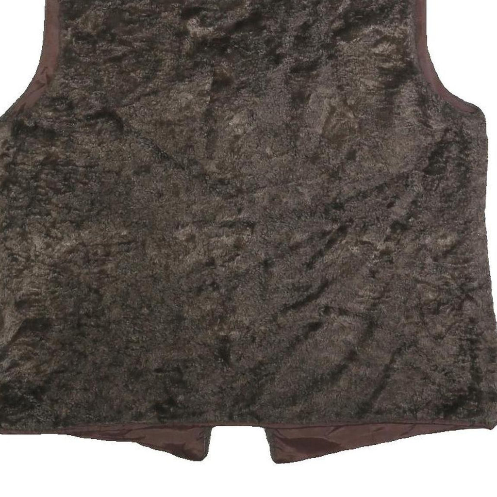 FELICIA Womens Brown Faux Fur Jacket L Polyester Button Fastening Plush