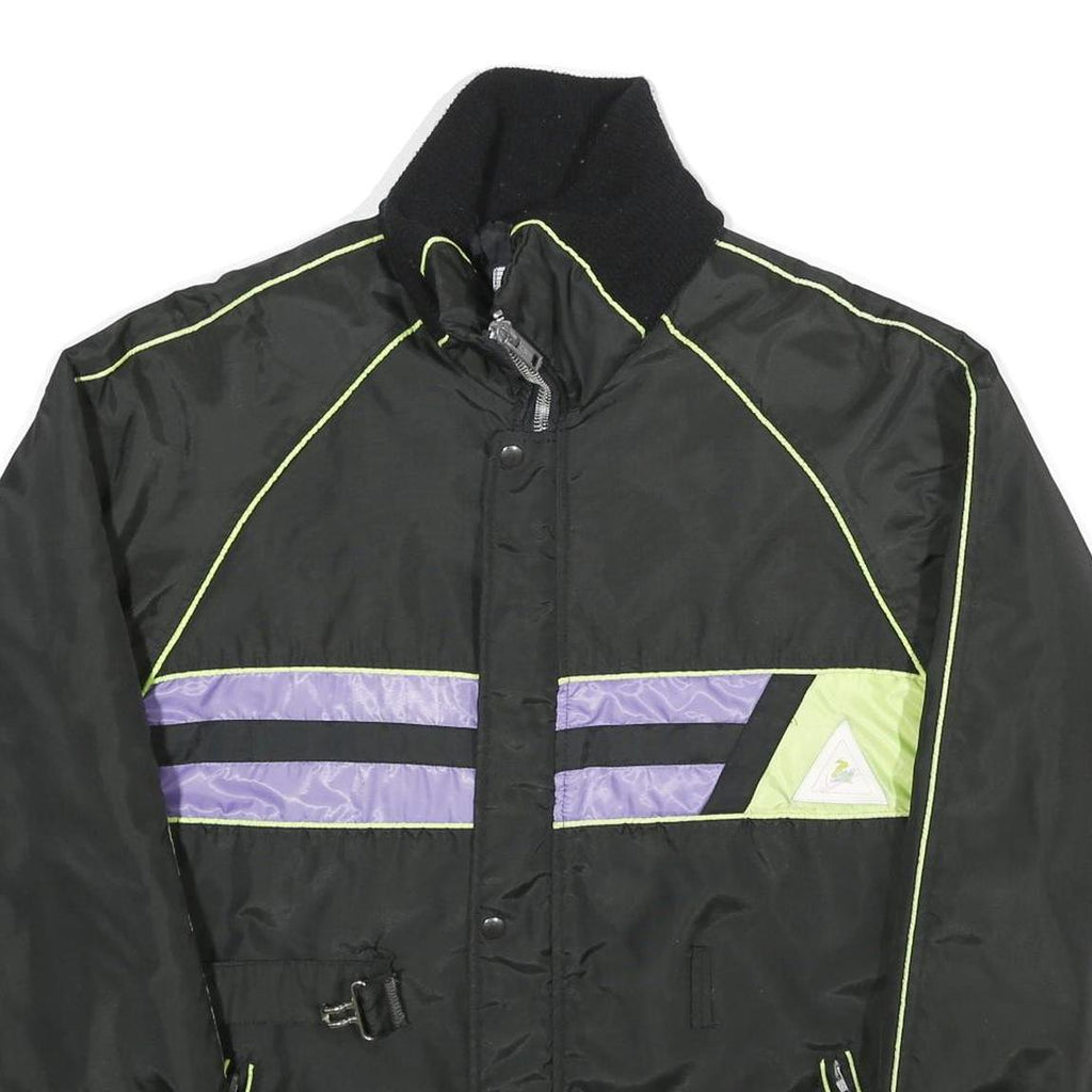 LAMARTINE Mens Black & Purple Nylon Track Jacket M Stand-Up Collar Plain Zip