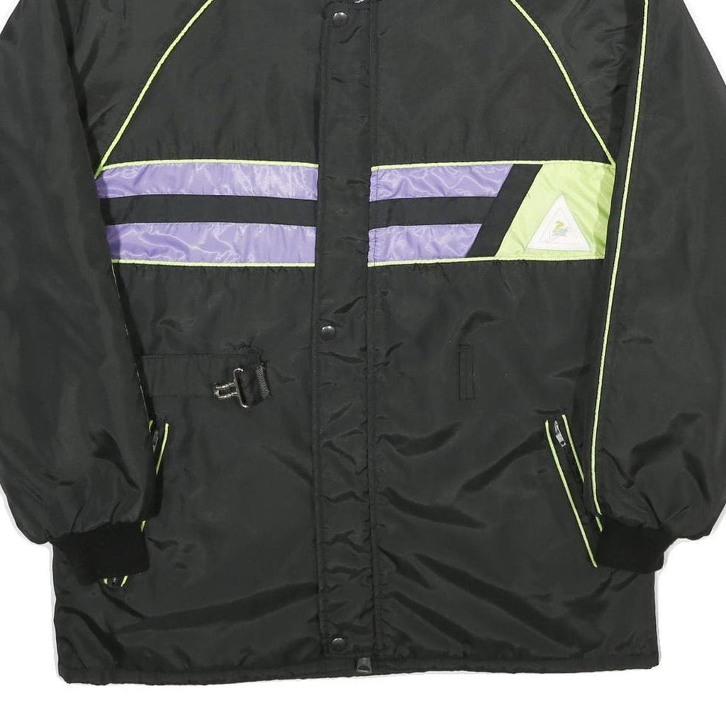 LAMARTINE Mens Black & Purple Nylon Track Jacket M Stand-Up Collar Plain Zip