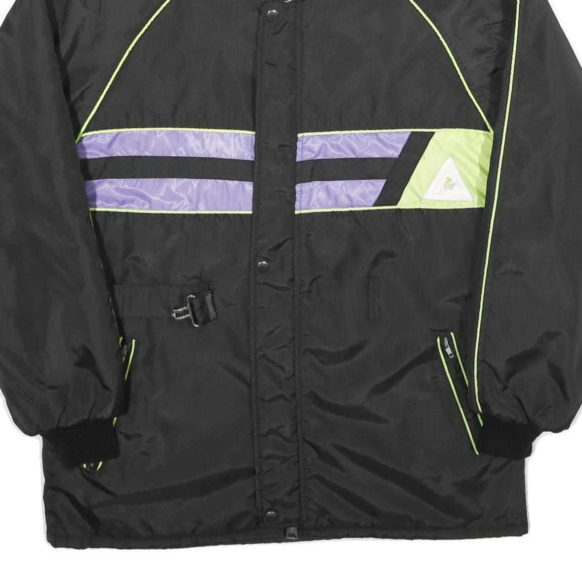 LAMARTINE Mens Black & Purple Nylon Track Jacket M Stand-Up Collar Plain Zip