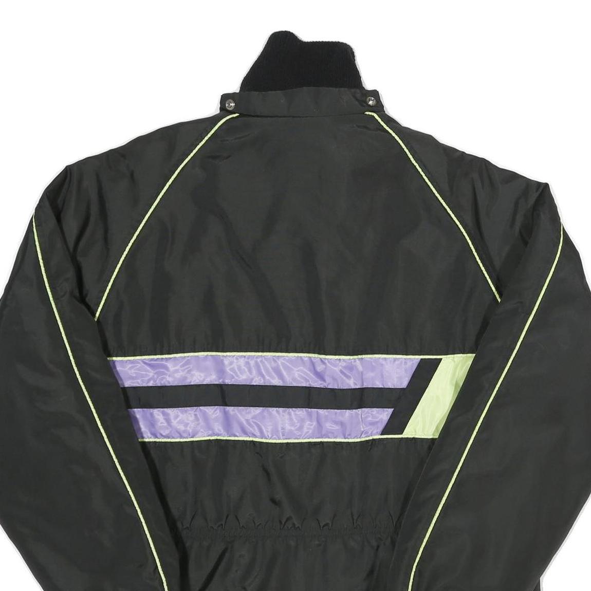 LAMARTINE Mens Black & Purple Nylon Track Jacket M Stand-Up Collar Plain Zip